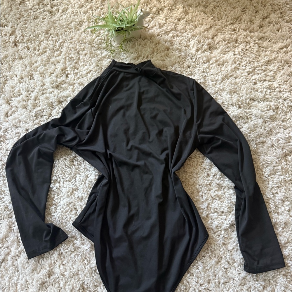 Chic Black Long Sleeve Elegant Comfortable, Cute Bodysuit